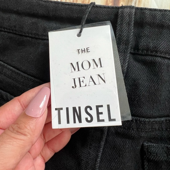 Tinsel Women High Waist Distressed Skinny Ankle Crop Denim Black Mom Jeans Sz 9 - Picture 10 of 11